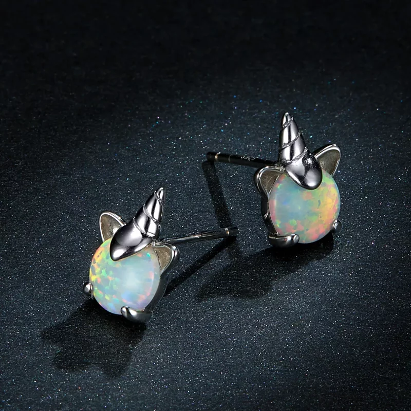 (imagen para) Aretes de unicornio lindo plateado estilo Pandora - SCE737 - Ver 5