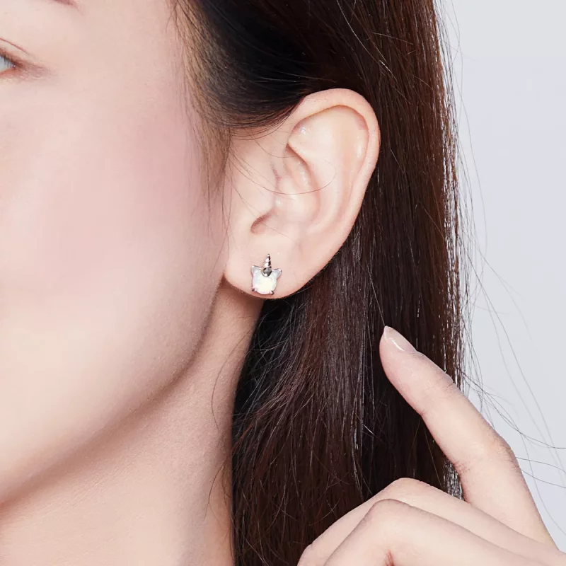 (imagen para) Aretes de unicornio lindo plateado estilo Pandora - SCE737 - Ver 8