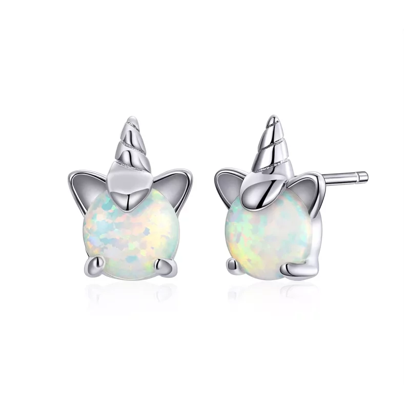 (imagen para) Aretes de unicornio lindo plateado estilo Pandora - SCE737