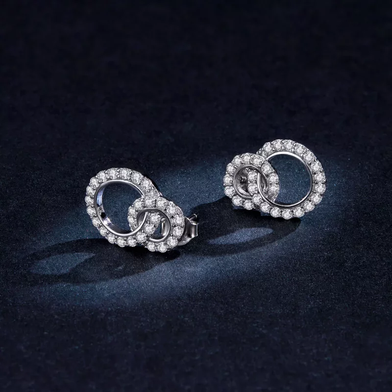 (imagen para) Aretes dobles deslumbrantes de plata estilo Pandora - BSE388 - Ver 5