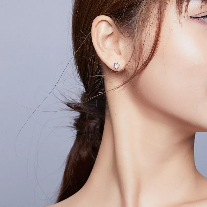 (imagen para) Aretes estilo Pandora con corazones de cristal en plata - SCE929 - Ver 7