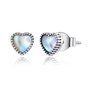 (imagen para) Aretes estilo Pandora con corazones de cristal en plata - SCE929
