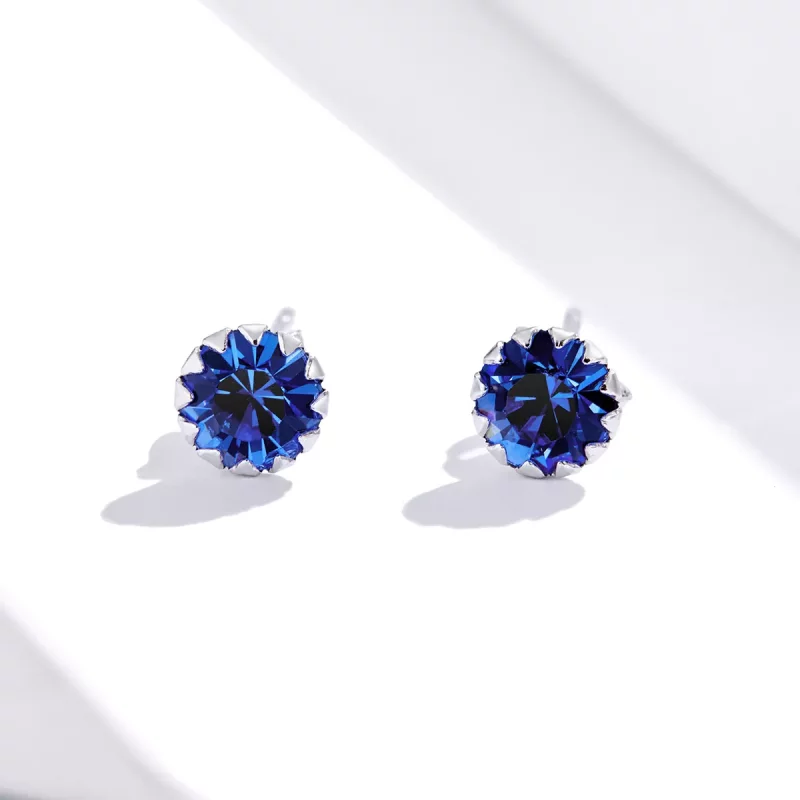 (imagen para) Aretes estilo Pandora con piedra natal de septiembre en plata - SCE862-9 - Ver 2