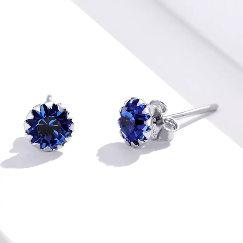 (imagen para) Aretes estilo Pandora con piedra natal de septiembre en plata - SCE862-9 - Ver 3