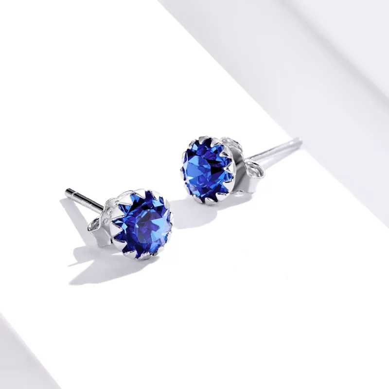 (imagen para) Aretes estilo Pandora con piedra natal de septiembre en plata - SCE862-9 - Ver 4