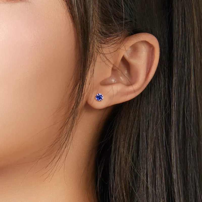 (imagen para) Aretes estilo Pandora con piedra natal de septiembre en plata - SCE862-9 - Ver 5