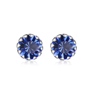 (imagen para) Aretes estilo Pandora con piedra natal de septiembre en plata - SCE862-9