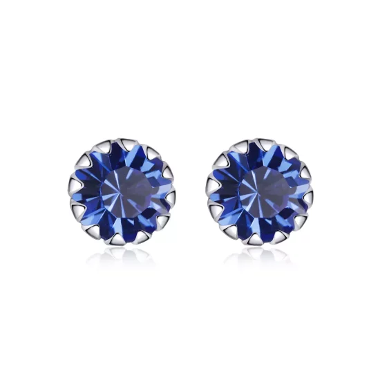 (imagen para) Aretes estilo Pandora con piedra natal de septiembre en plata - SCE862-9