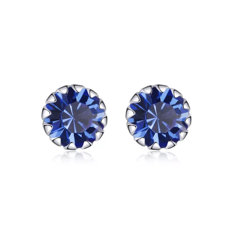 (imagen para) Aretes estilo Pandora con piedra natal de septiembre en plata - SCE862-9