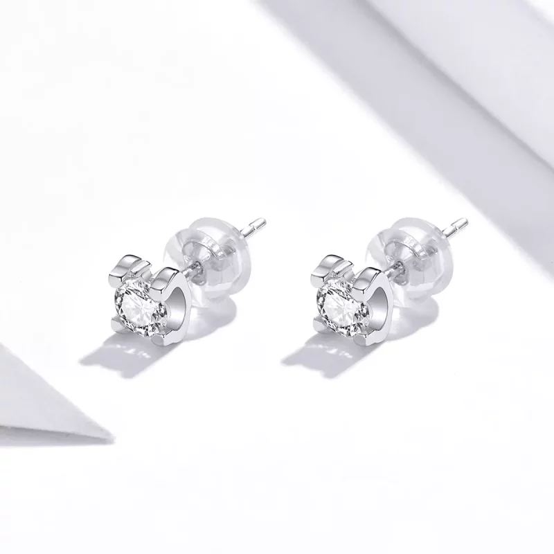 (imagen para) Aretes estilo Pandora de plata con circonitas simples - SCE974 - Ver 2