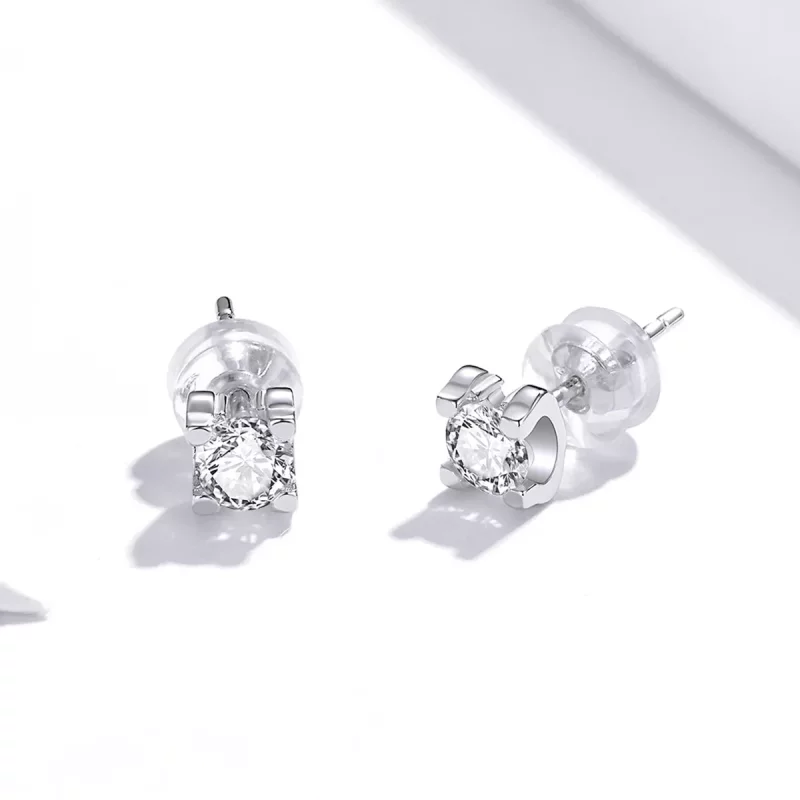 (imagen para) Aretes estilo Pandora de plata con circonitas simples - SCE974 - Ver 4