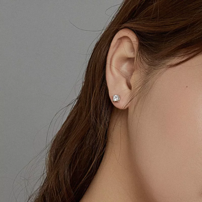 (imagen para) Aretes estilo Pandora de plata con circonitas simples - SCE974 - Ver 5
