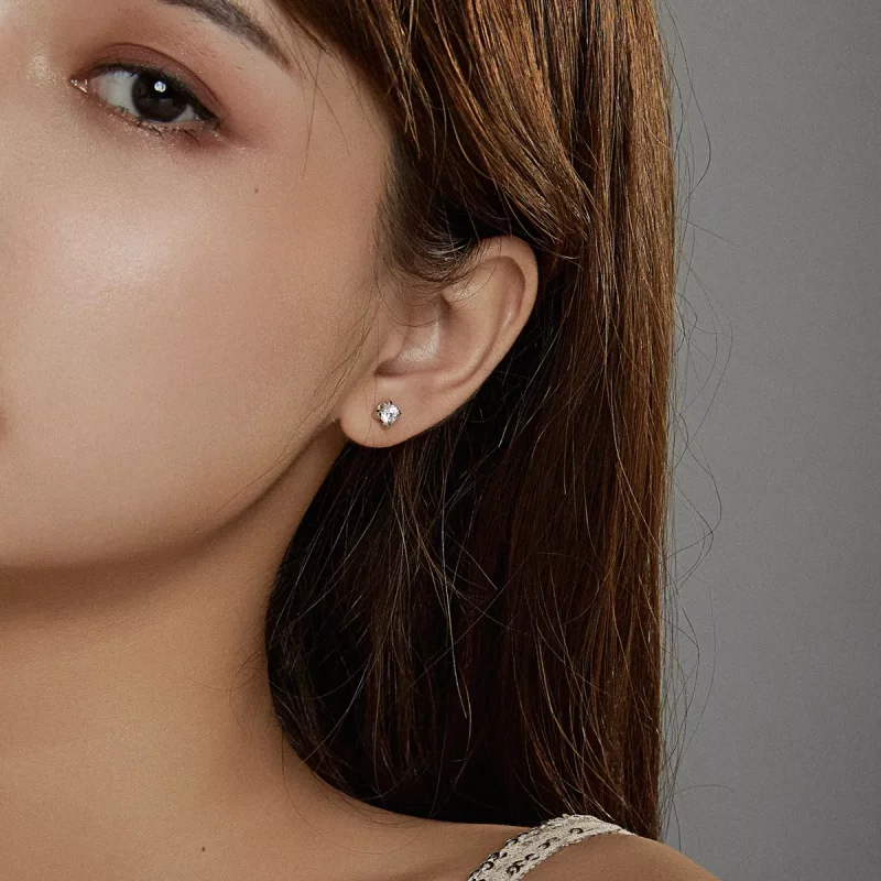 (imagen para) Aretes estilo Pandora de plata con circonitas simples - SCE974 - Ver 6