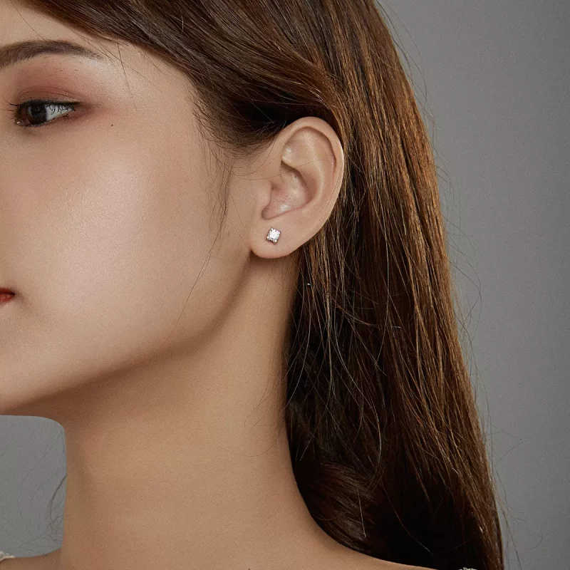 (imagen para) Aretes estilo Pandora de plata con circonitas simples - SCE974 - Ver 7