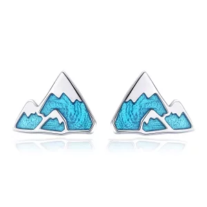 (imagen para) Aretes únicos estilo Pandora están hechos de plata y tienen un diseño de iceberg - SCE475