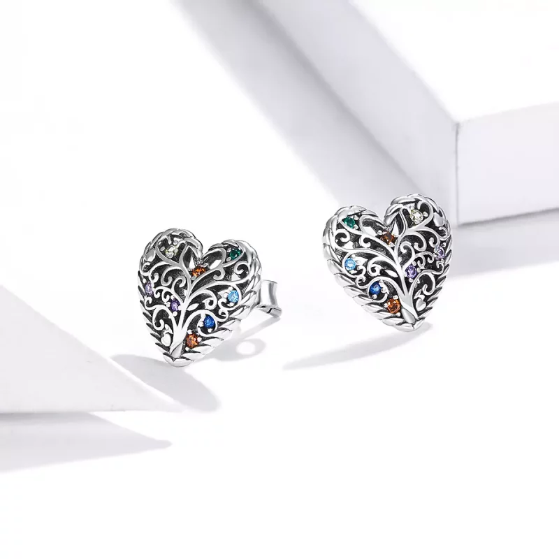 (imagen para) Aretes Árbol de la Vida en Plata Estilo Pandora - SCE933 - Ver 2