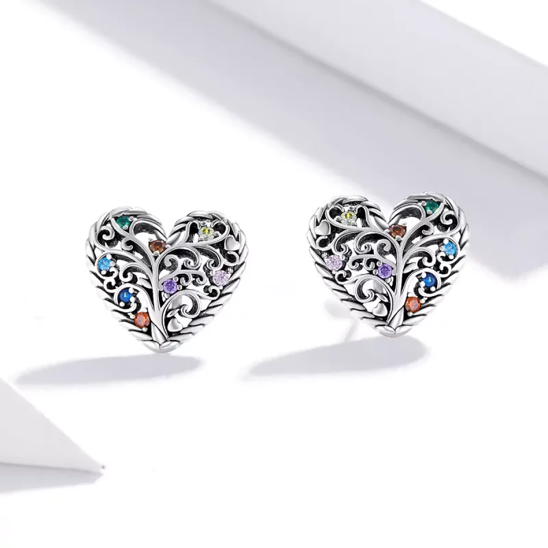 (imagen para) Aretes Árbol de la Vida en Plata Estilo Pandora - SCE933 - Ver 3