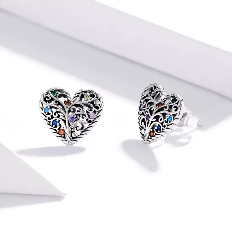 (imagen para) Aretes Árbol de la Vida en Plata Estilo Pandora - SCE933 - Ver 4