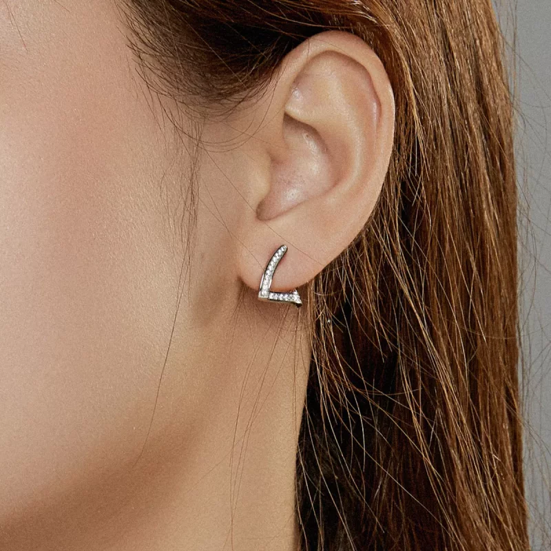 (imagen para) Aretes tipo Pandora de plata con diseño geométrico - SCE975 - Ver 7