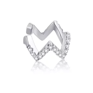 Aro de Oreja de Plata con Diseño de Onda al Estilo Pandora - SCE995-A (imagen para) Aro de Oreja de Plata con Diseño de Onda al Estilo Pandora - SCE995-A