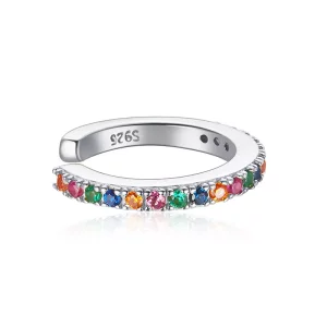 (imagen para) Aro para la oreja con estilo Pandora de plata con arcoíris - SCE993-A