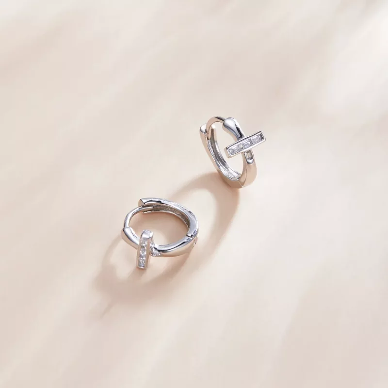(imagen para) Aros de aro brillante de estilo Pandora en plata - SCE1041 - Ver 2