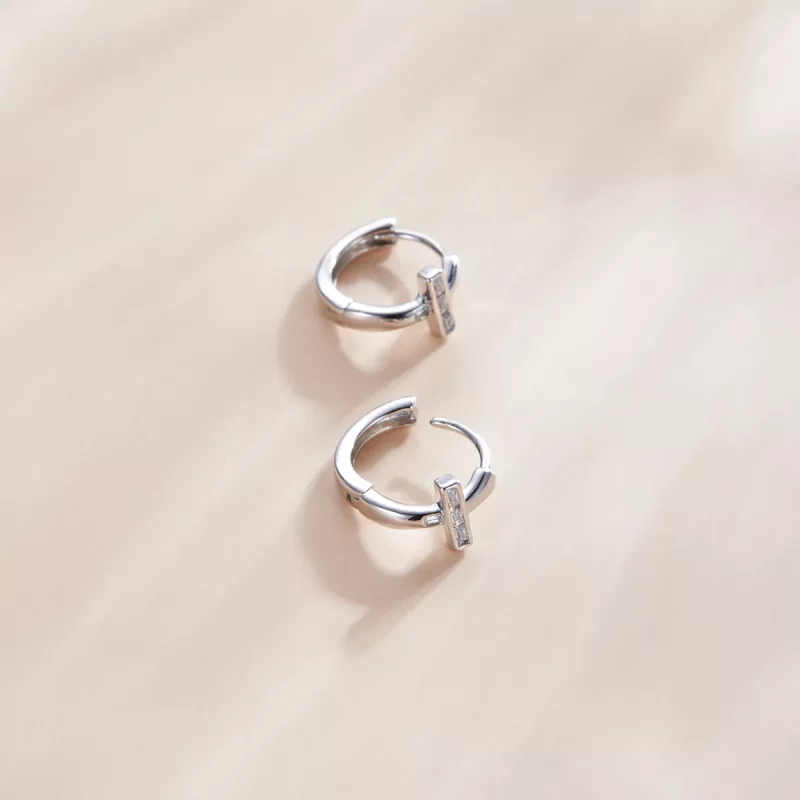 (imagen para) Aros de aro brillante de estilo Pandora en plata - SCE1041 - Ver 3