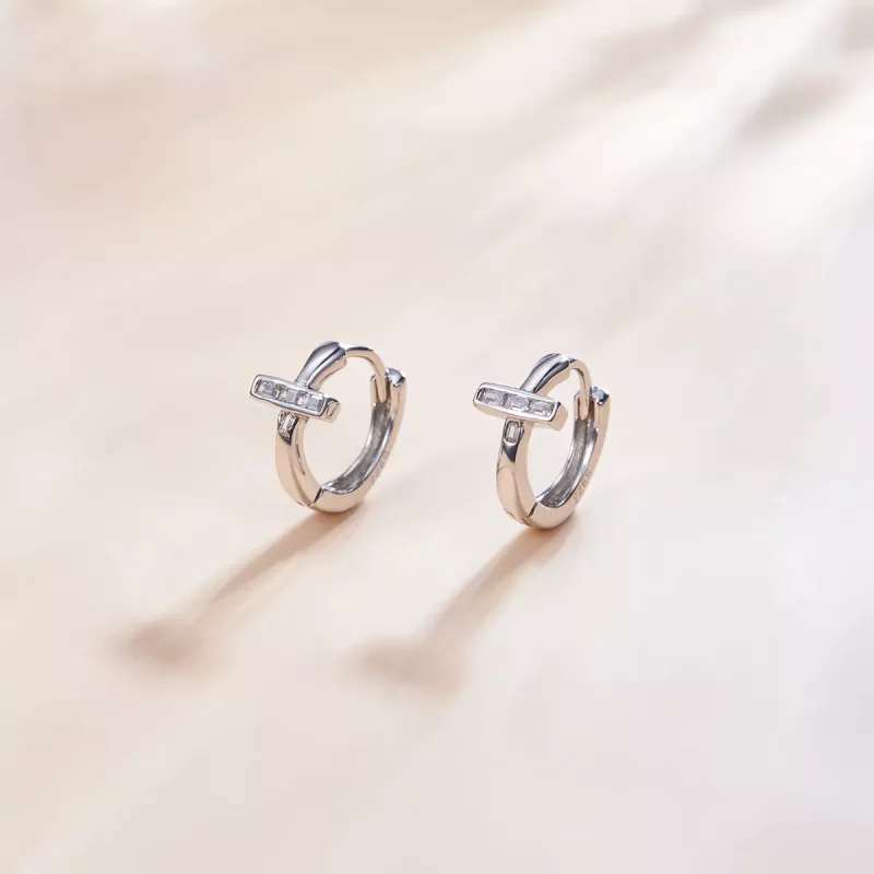 (imagen para) Aros de aro brillante de estilo Pandora en plata - SCE1041 - Ver 4