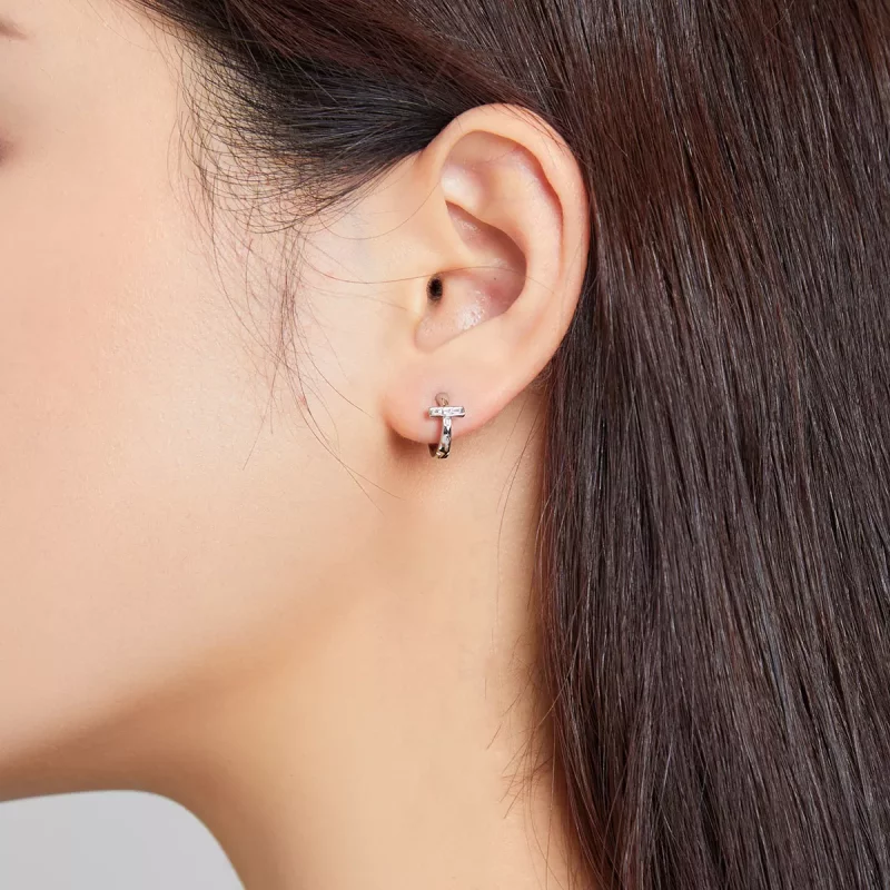 (imagen para) Aros de aro brillante de estilo Pandora en plata - SCE1041 - Ver 5