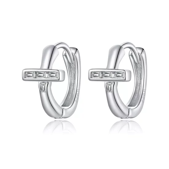 (imagen para) Aros de aro brillante de estilo Pandora en plata - SCE1041