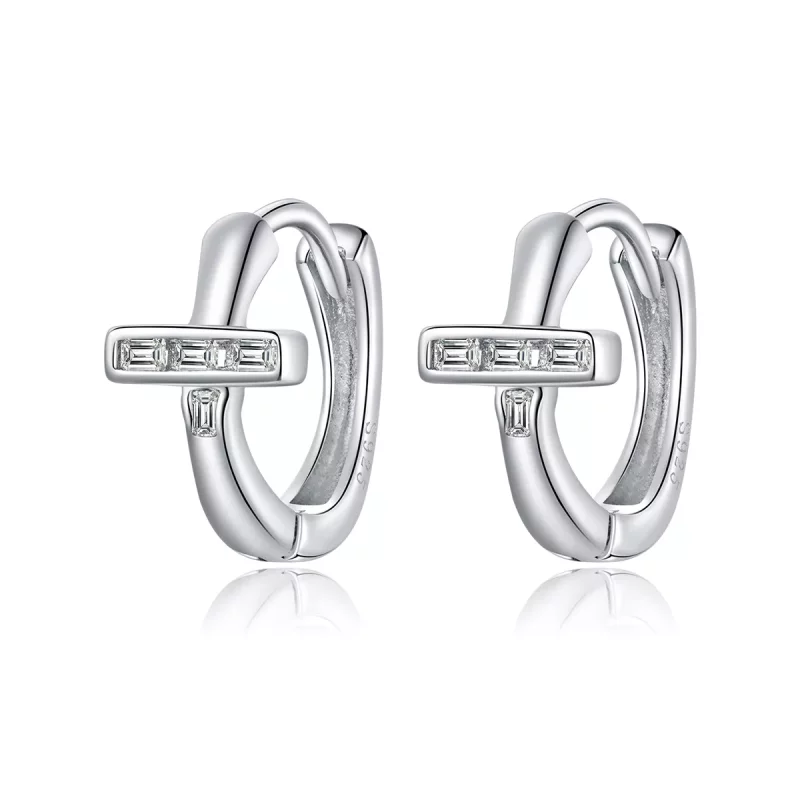 (imagen para) Aros de aro brillante de estilo Pandora en plata - SCE1041