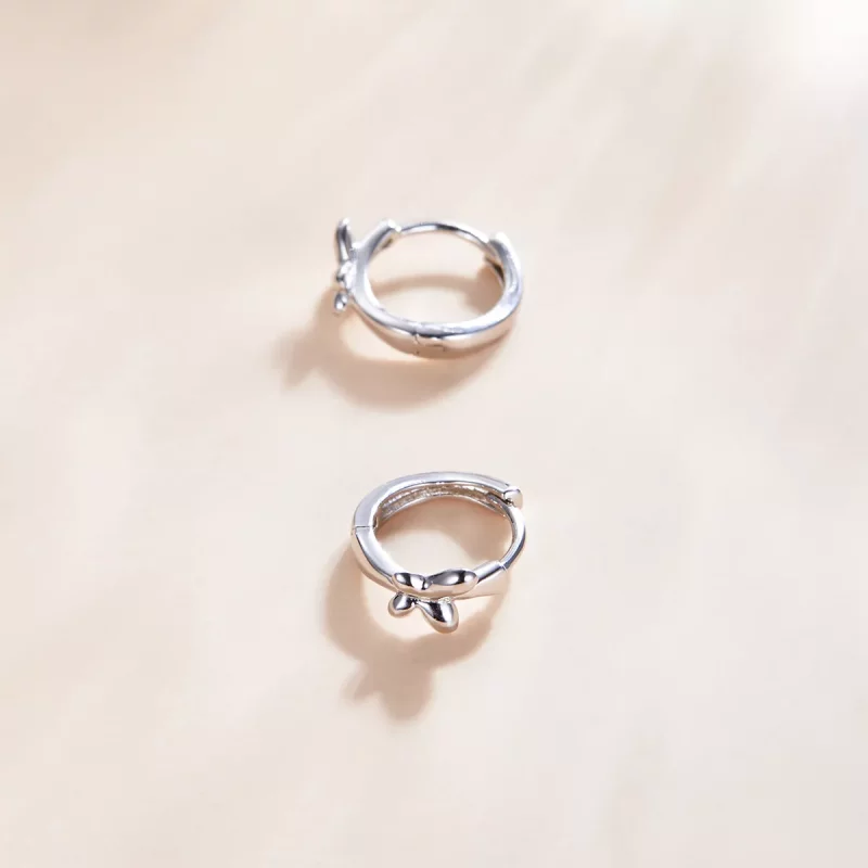(imagen para) Aros de aro de plata con estilo Pandora con mariposa - SCE1038 - Ver 4