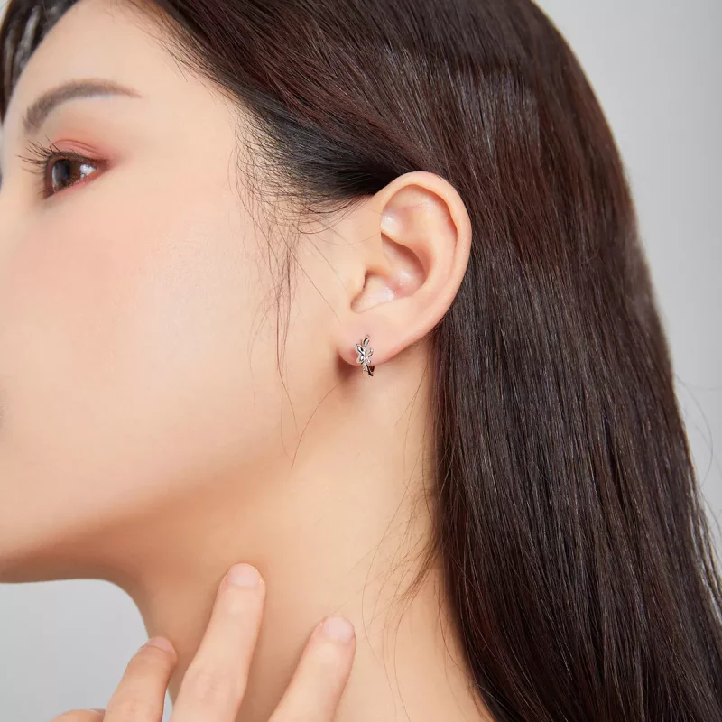 (imagen para) Aros de aro de plata con estilo Pandora con mariposa - SCE1038 - Ver 5