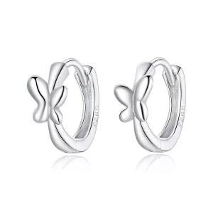 (imagen para) Aros de aro de plata con estilo Pandora con mariposa - SCE1038