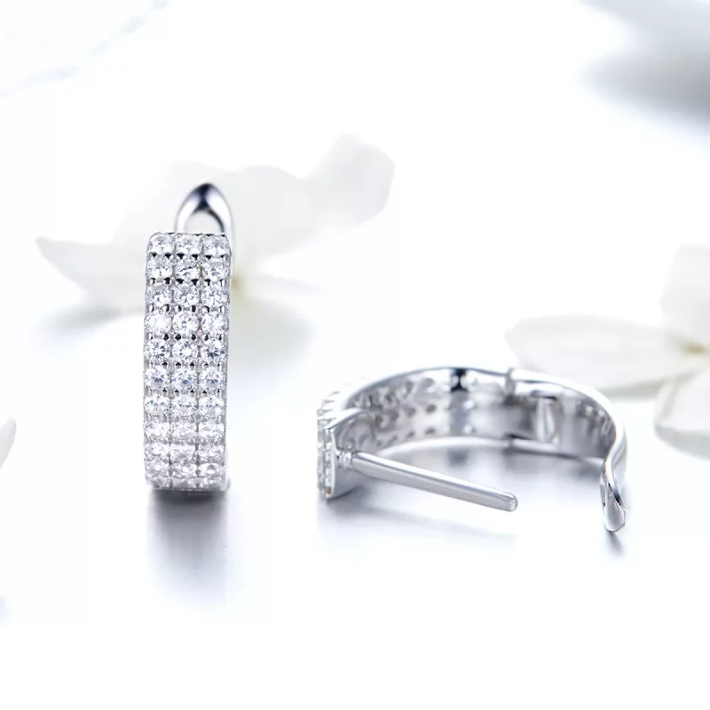 (imagen para) Aros de aro estilo Pandora plateados con brillo - SCE560 - Ver 3