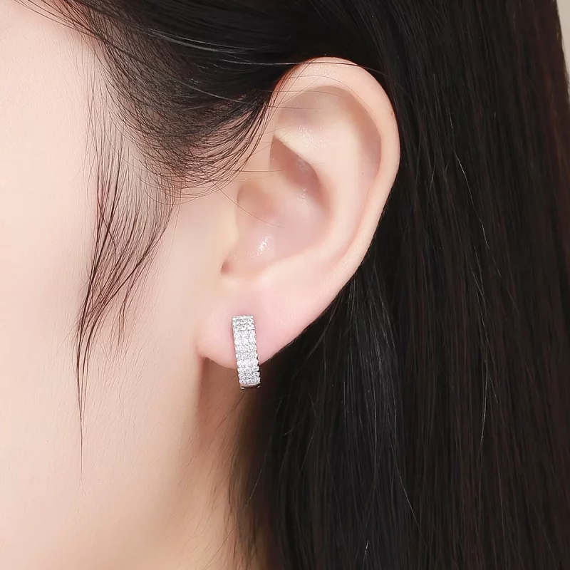(imagen para) Aros de aro estilo Pandora plateados con brillo - SCE560 - Ver 4