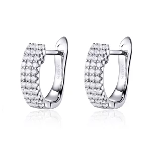 (imagen para) Aros de aro estilo Pandora plateados con brillo - SCE560