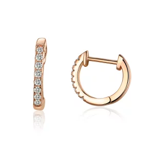 (imagen para) Aros de aro pequeño estilo Pandora en oro rosa - SCE498-C
