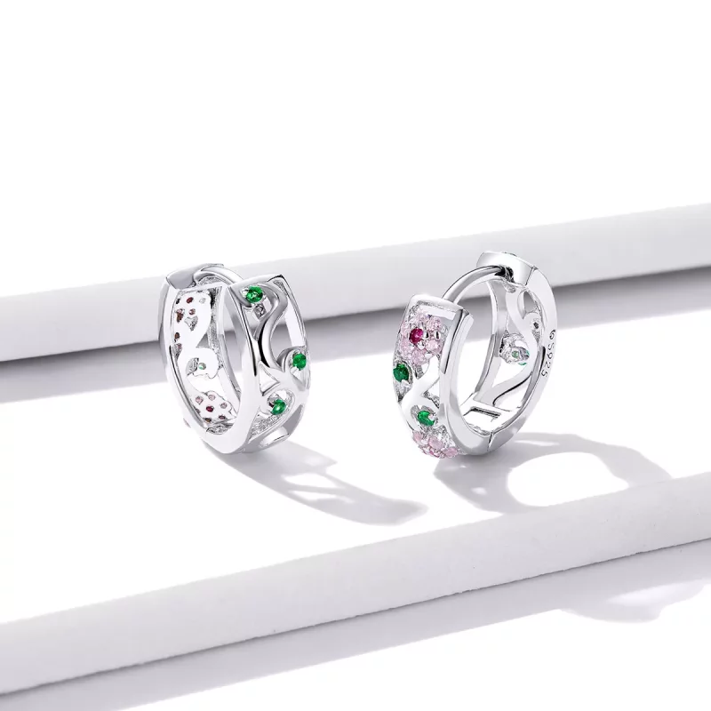 (imagen para) Aros de estilo Pandora en plata con diseño de jardín secreto - BSE403 - Ver 4
