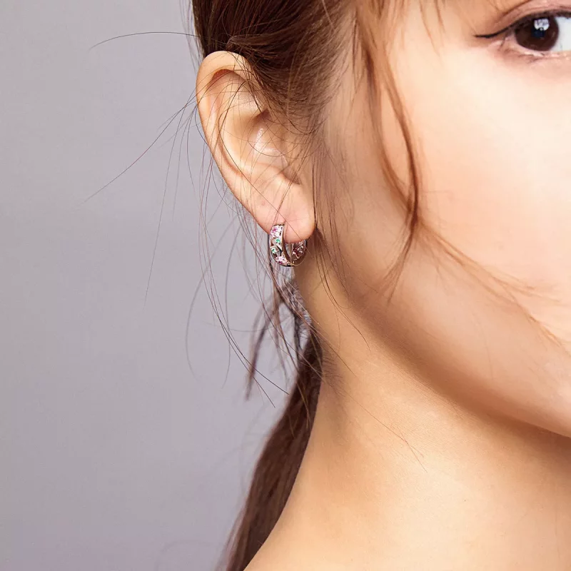 (imagen para) Aros de estilo Pandora en plata con diseño de jardín secreto - BSE403 - Ver 7