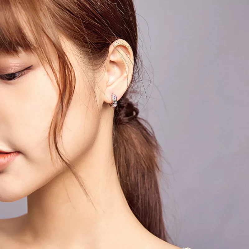 (imagen para) Aros de estilo Pandora en plata con diseño de jardín secreto - BSE403 - Ver 8