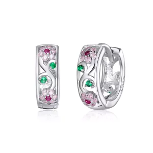 (imagen para) Aros de estilo Pandora en plata con diseño de jardín secreto - BSE403