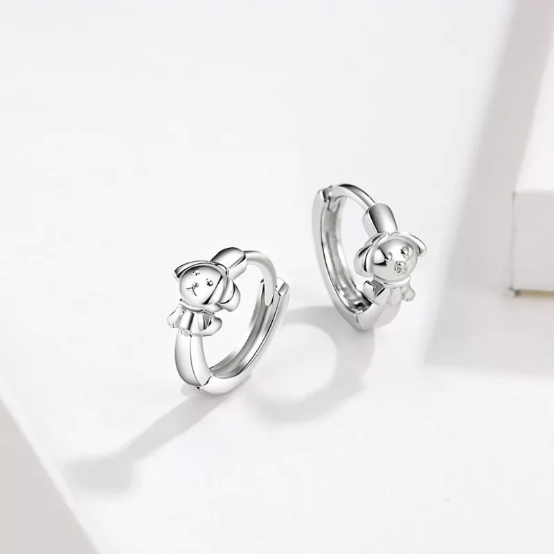 (imagen para) Aros de plata estilo Pandora con colgante de cachorrito honesto - SCE662 - Ver 2