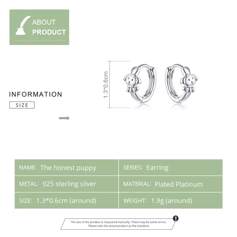 (imagen para) Aros de plata estilo Pandora con colgante de cachorrito honesto - SCE662 - Ver 8