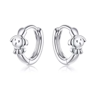 (imagen para) Aros de plata estilo Pandora con colgante de cachorrito honesto - SCE662