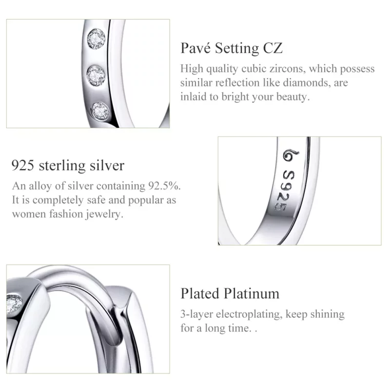 (imagen para) Aros de plata estilo Pandora, simples y elegantes - BSE101 - Ver 3