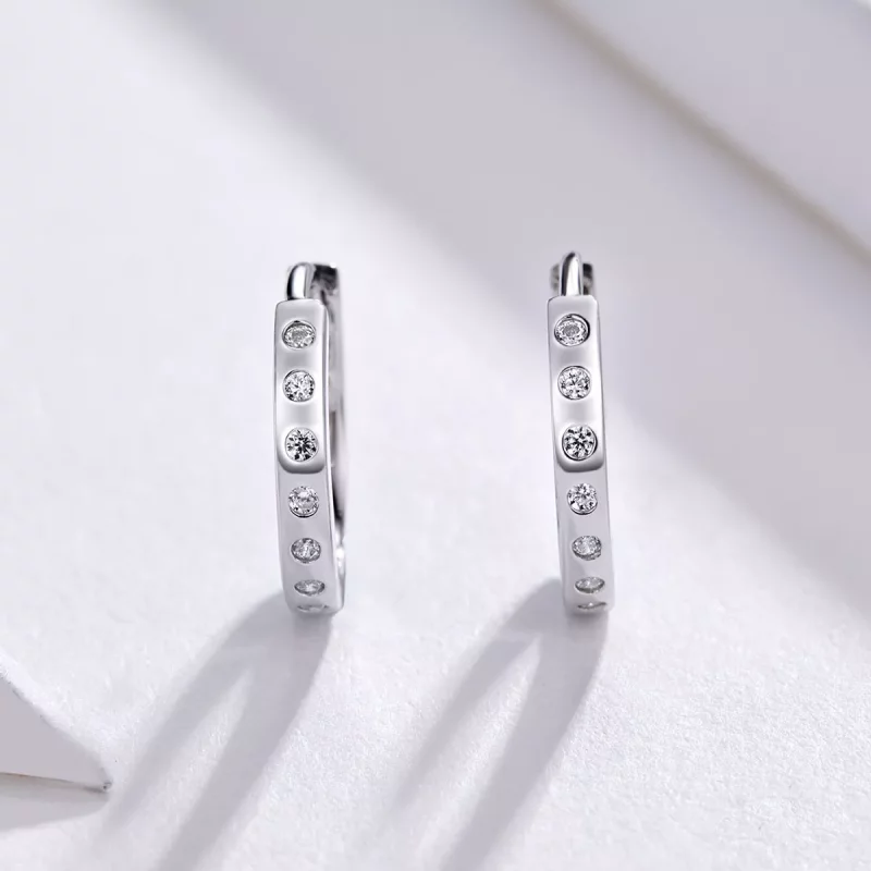 (imagen para) Aros de plata estilo Pandora, simples y elegantes - BSE101 - Ver 2