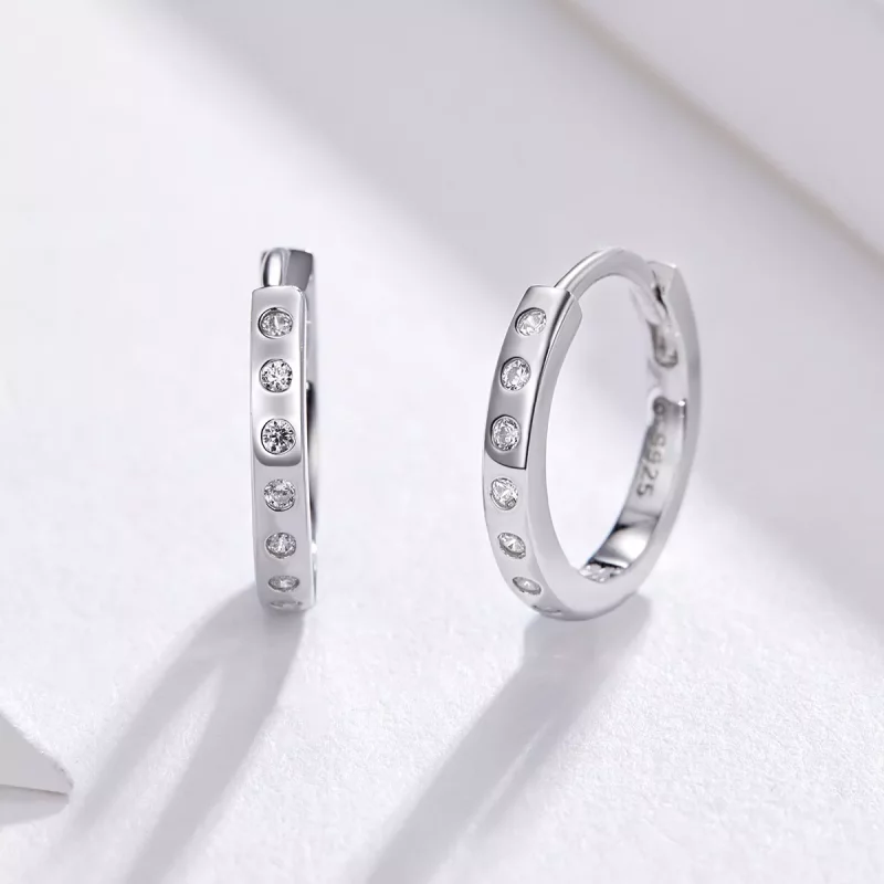 (imagen para) Aros de plata estilo Pandora, simples y elegantes - BSE101 - Ver 4