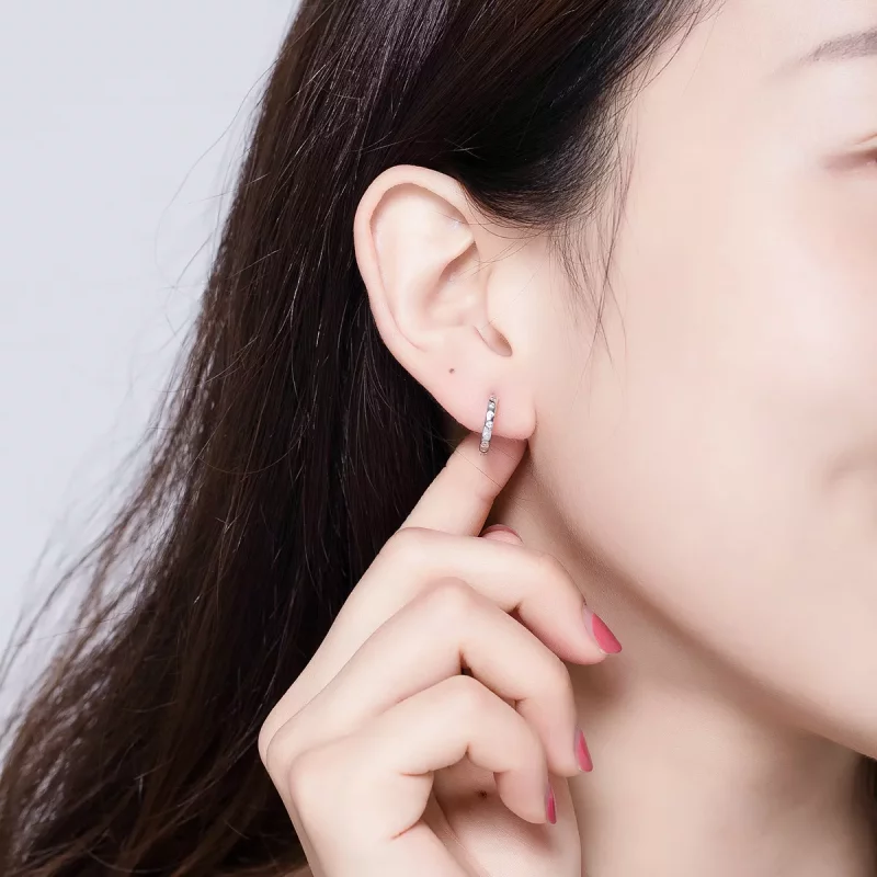 (imagen para) Aros de plata estilo Pandora, simples y elegantes - BSE101 - Ver 6