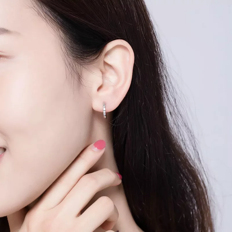 (imagen para) Aros de plata estilo Pandora, simples y elegantes - BSE101 - Ver 7